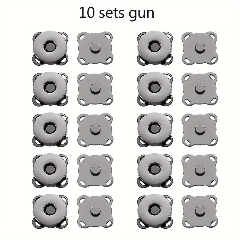 Magnetic Snap Button Set 1.4 cm | Metal Flower Design | 10 Pack for Sewing