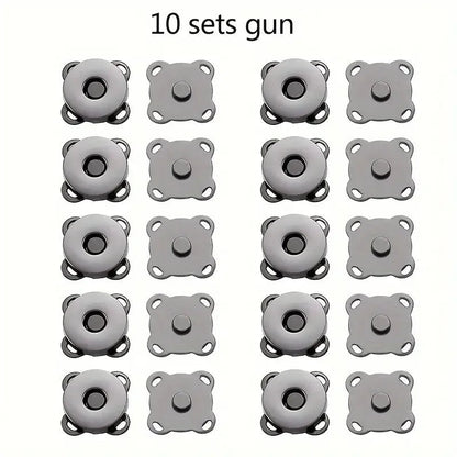 Magnetic Snap Button Set 1.4 cm | Metal Flower Design | 10 Pack for Sewing