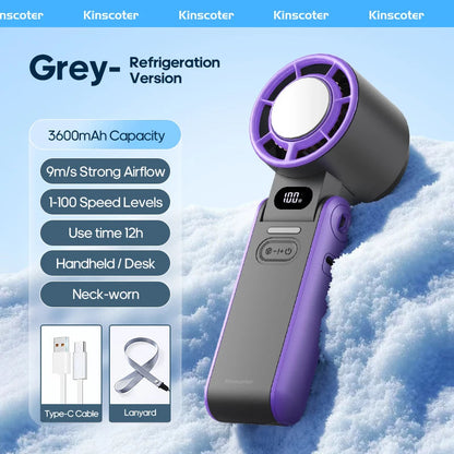 Mini Fan with 100 Speeds | 3600 mAh Rechargeable Battery | Foldable & Ice Cooling