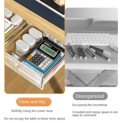 Pull-Out Under-Desk Drawer Organizer | Hidden Plastic Storage Solution