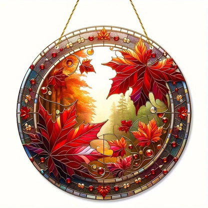 Acrylic Window Hanger | Floral Sun Catcher | Round Winter & Christmas Decor