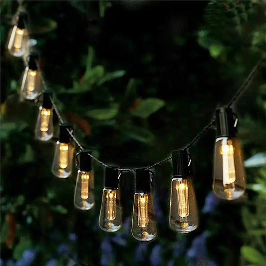 Outdoor Solar String Lights | Vintage Edison Design | IP65 Waterproof | Warm White and Multicolor
