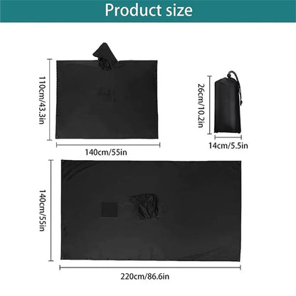 3-in-1 Waterproof Outdoor Poncho with Hood | Tarp & Bivvy 220x140 cm