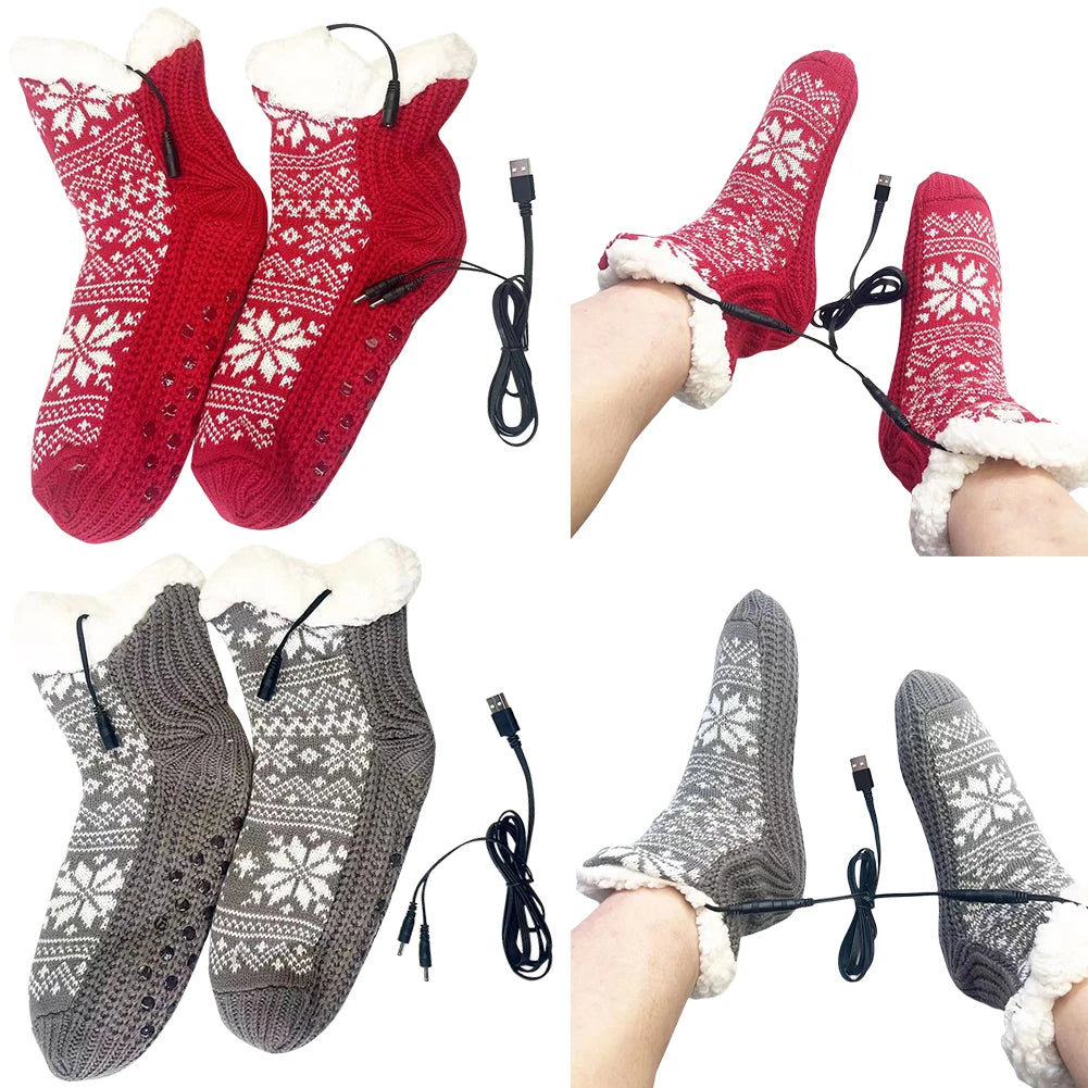 USB Heated Socks – Cozy Knitted Design, Non-Slip, Perfect for Home and Office