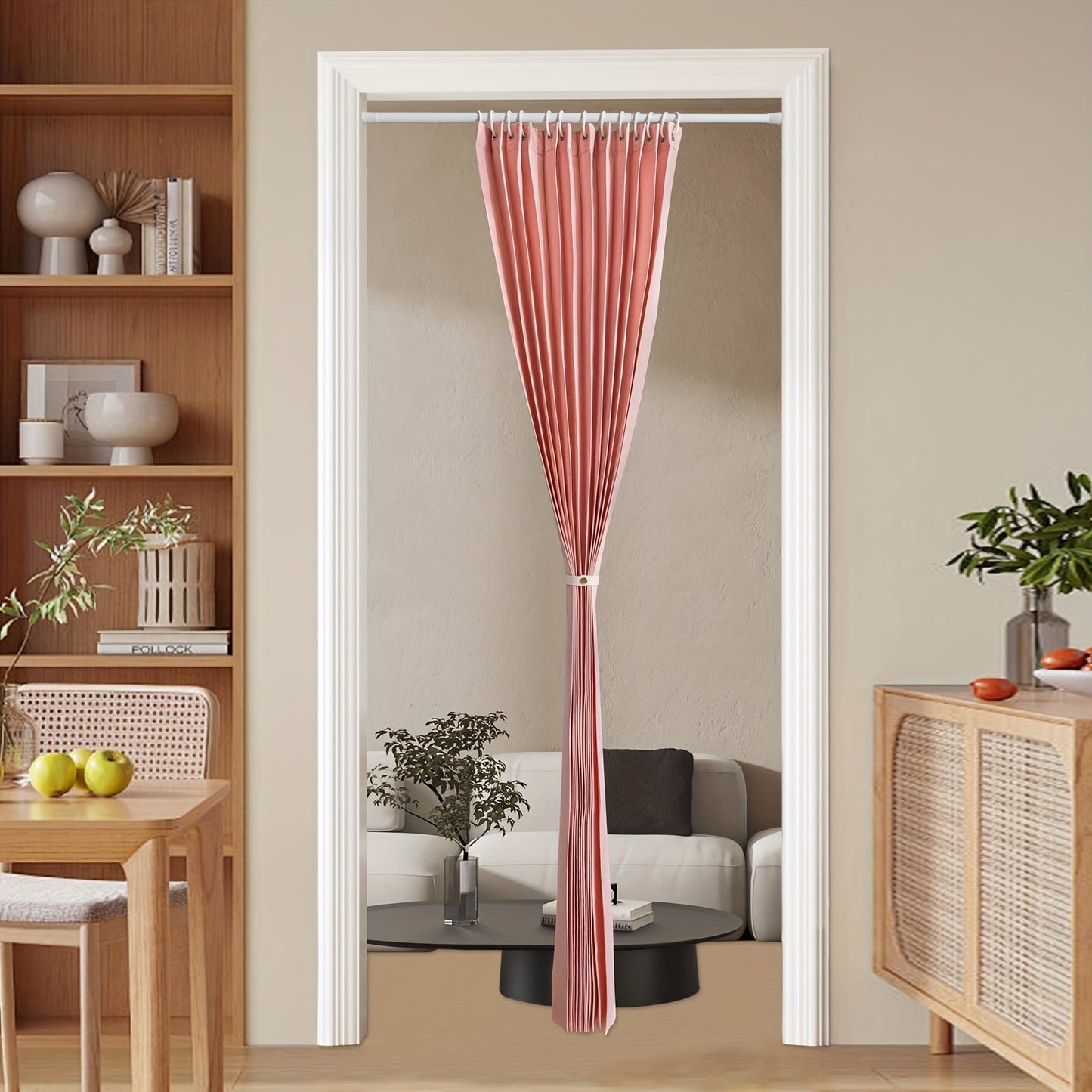 Colorful Magnetic Folding Curtain for Doors – Space-Saving Divider, Washable Polyester