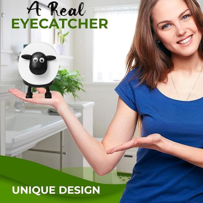 Sheep Design Toilet Paper Holder | Space-Saving & Sturdy | Black Resin