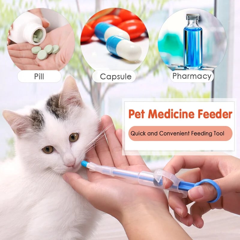 Pet Medication Dispenser with Soft Silicone Tip | Dual Nozzles for Pills & Liquids | Effortless Dosing