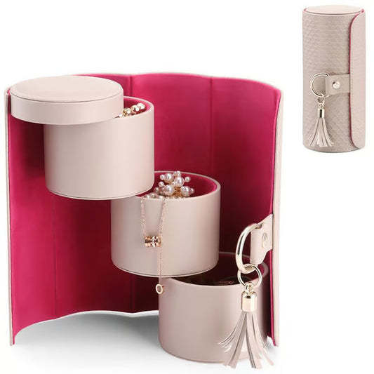 Portable Multi-Layer Jewelry Organizer with PU Leather Design for Travel
