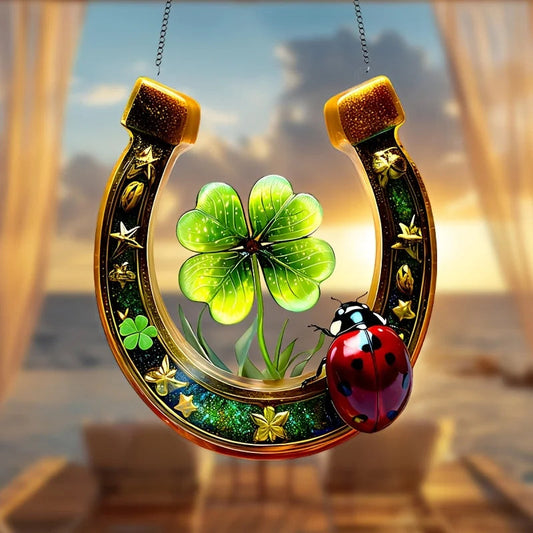 Double-Sided Horseshoe Sun Catcher Pendant | 20 cm Window & Garden Decor