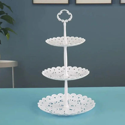 Three-Tier Fruit and Dessert Stand | Stylish Plastic Tray | 23×23×39 cm