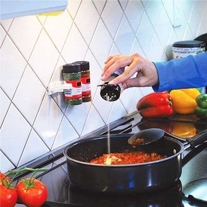 4-Pack Adhesive Spice Jar Holders for Cabinet Organization
