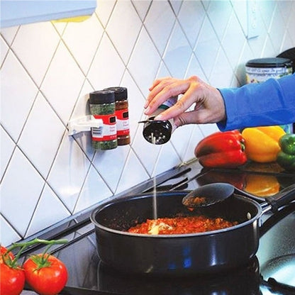 4-Pack Adhesive Spice Jar Holders for Cabinet Organization