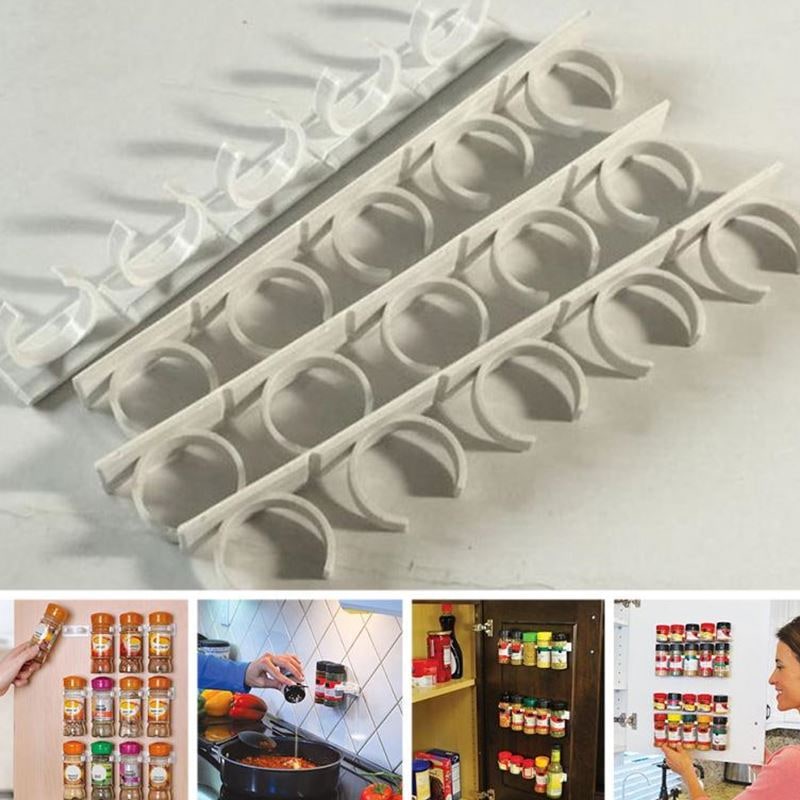 4-Pack Adhesive Spice Jar Holders for Cabinet Organization