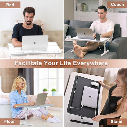 Versatile Bedside Laptop Stand with Storage and Adjustable Height