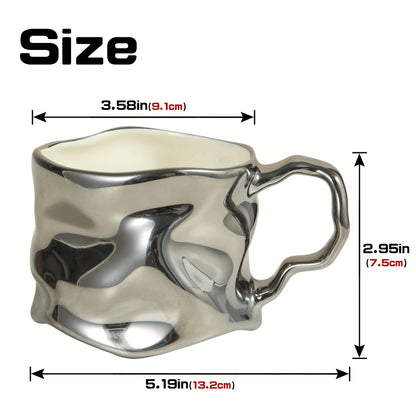 Handcrafted Ceramic Coffee Mug with Distinct Crinkled Pattern