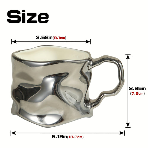 Handcrafted Ceramic Coffee Mug with Distinct Crinkled Pattern