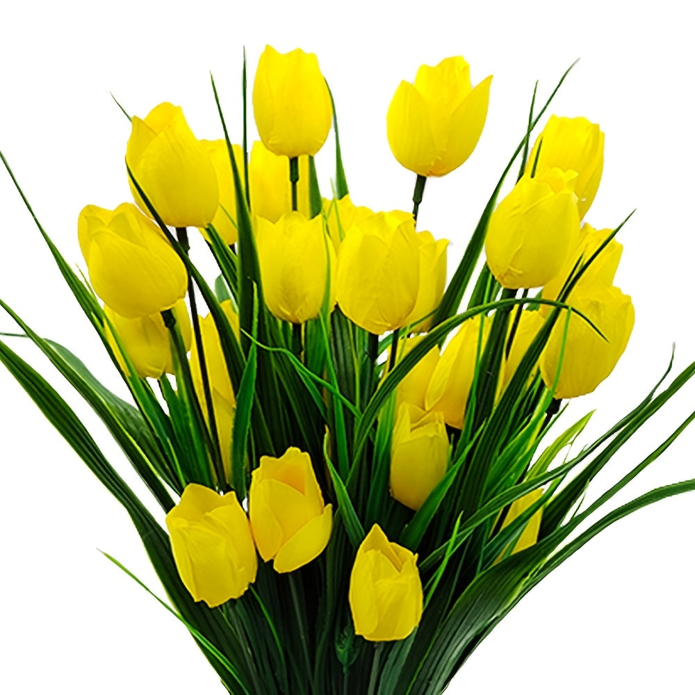 6-Pack Artificial Tulip Bouquets – UV-Resistant and Realistic for Home and Garden Decor