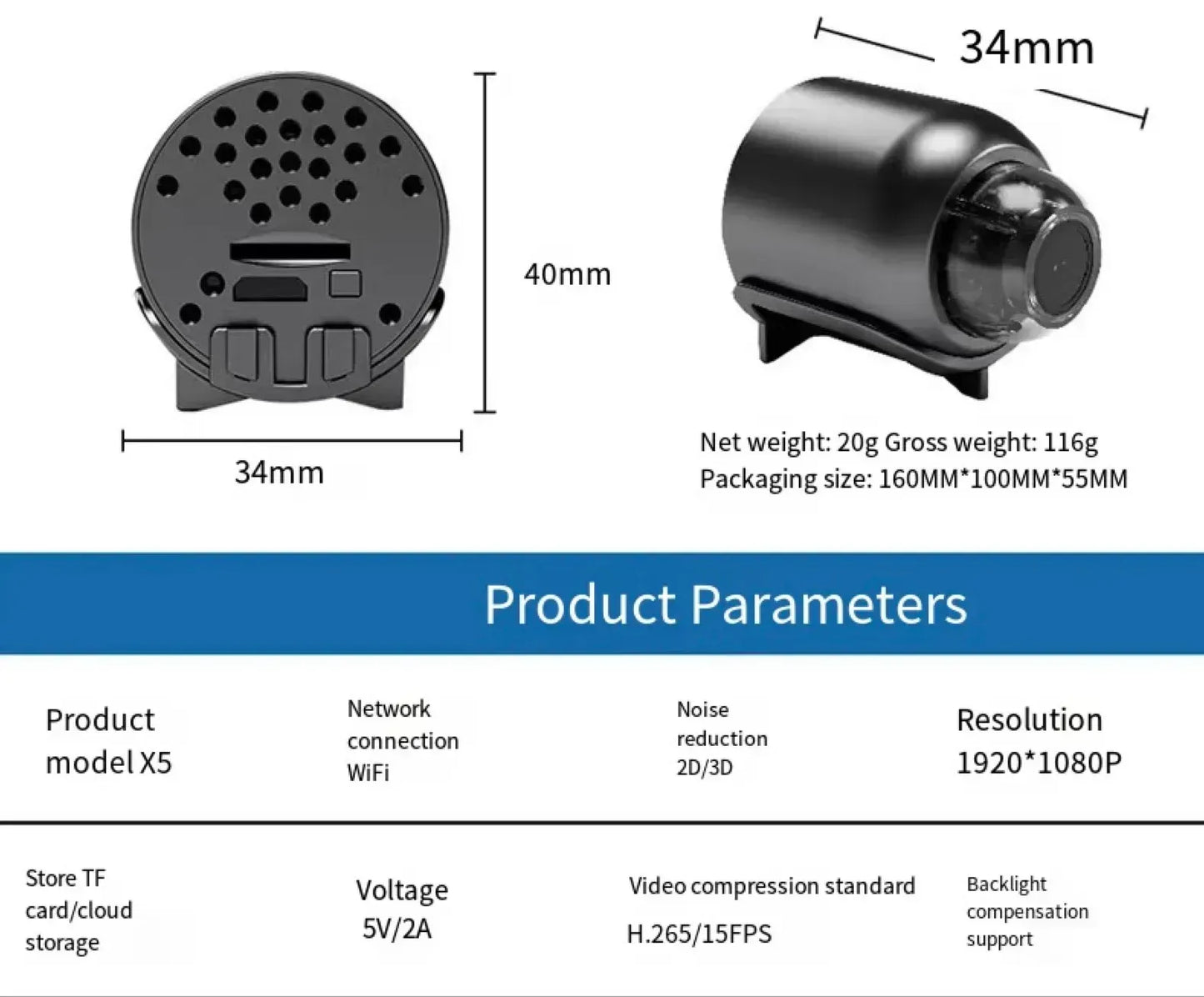 1080P HD Mini Wireless Camera with 5G Connectivity