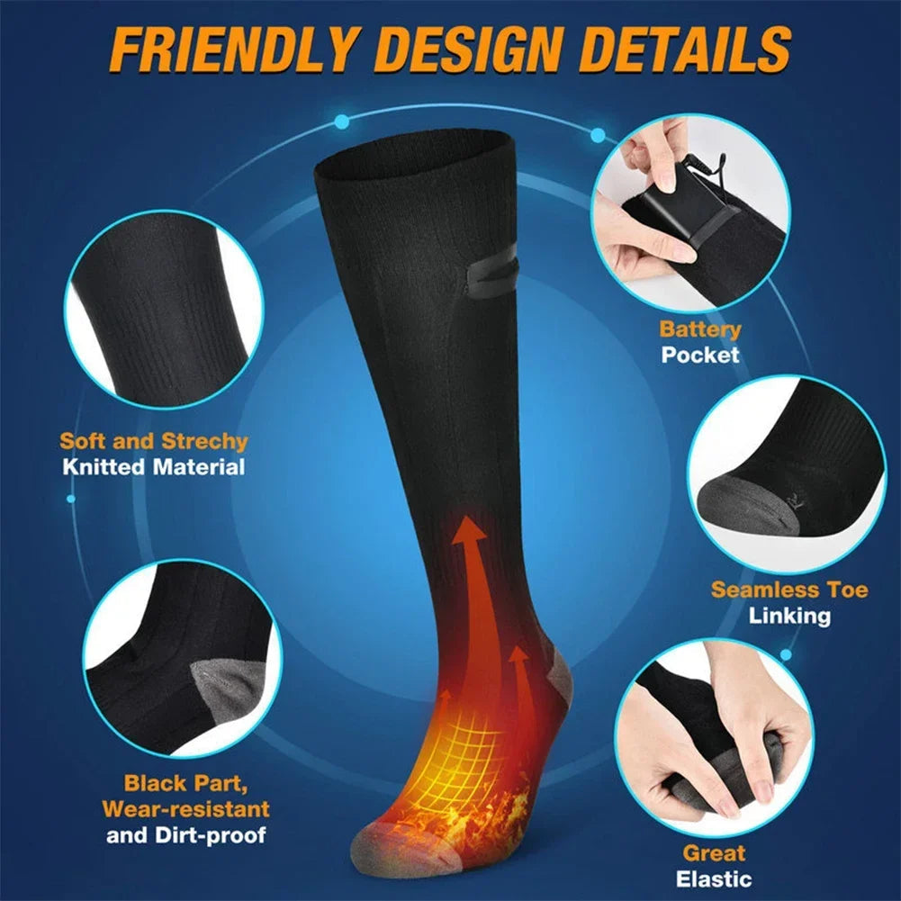 Heated Socks with Power Bank | 3 Adjustable Heat Settings | Unisex Winter Outdoor Socks