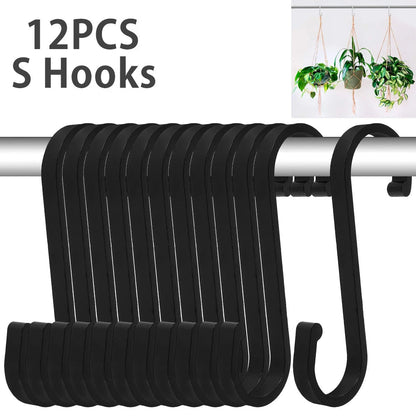 12-Piece S-Hook Set | Durable Stainless Steel 304 | S-Shaped Hooks for Pots, Plants & Cabinets