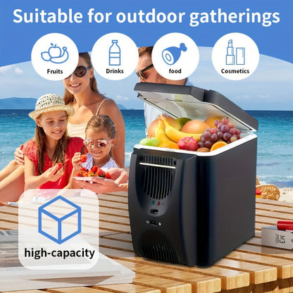 6L Mini Portable Fridge for Cars – DC 12V Electric Cooler for Drinks, Seafood, and Fruits