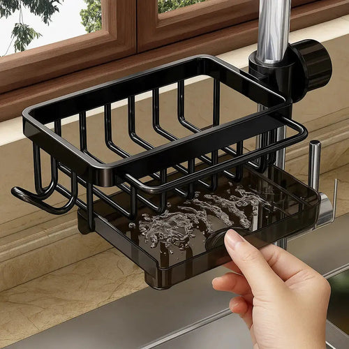 Smart Sink Organizer with Drain Tray | Sponge & Soap Holder