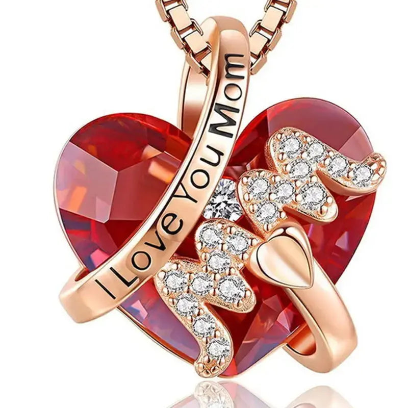 Elegant Crystal Heart Necklace Gift for Mother's Day