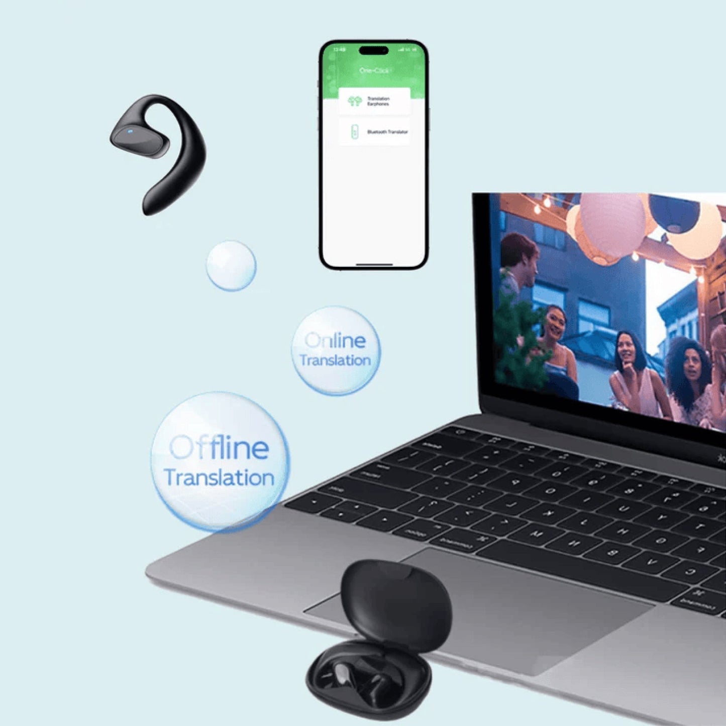 Real-Time Translator Earbuds with AI - Supports 144 Languages