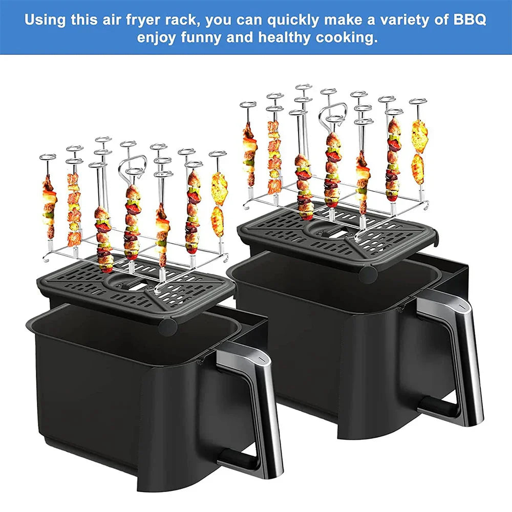 Stainless Steel Roasting Rack for Air Fryer with BBQ Skewers
