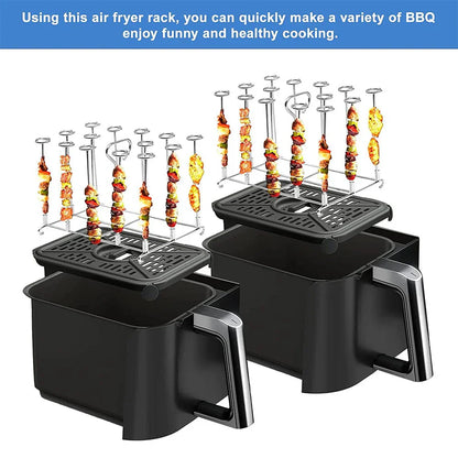 Stainless Steel Roasting Rack for Air Fryer with BBQ Skewers