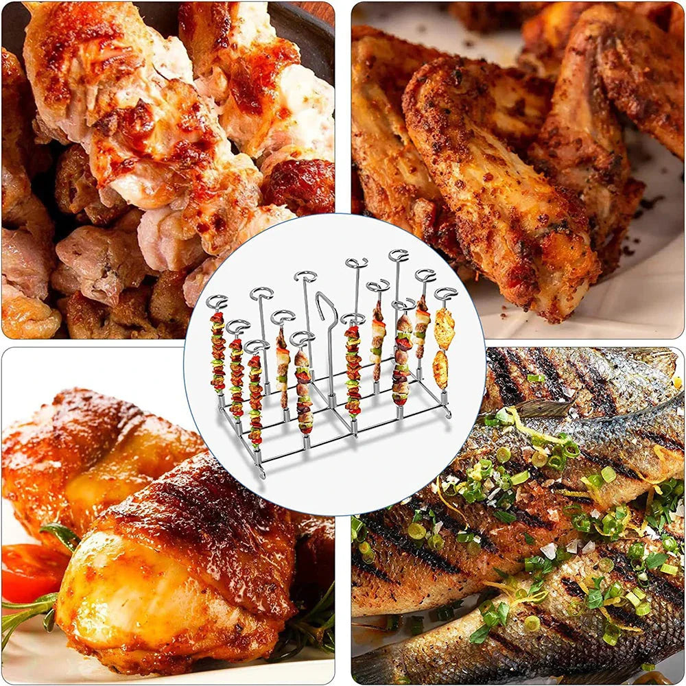 Stainless Steel Roasting Rack for Air Fryer with BBQ Skewers