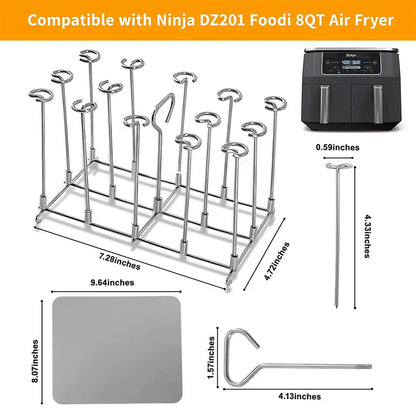 Stainless Steel Roasting Rack for Air Fryer with BBQ Skewers