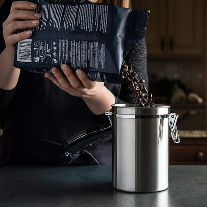 CO2 Valve Storage Canister with Scoop for Airtight Coffee Preservation