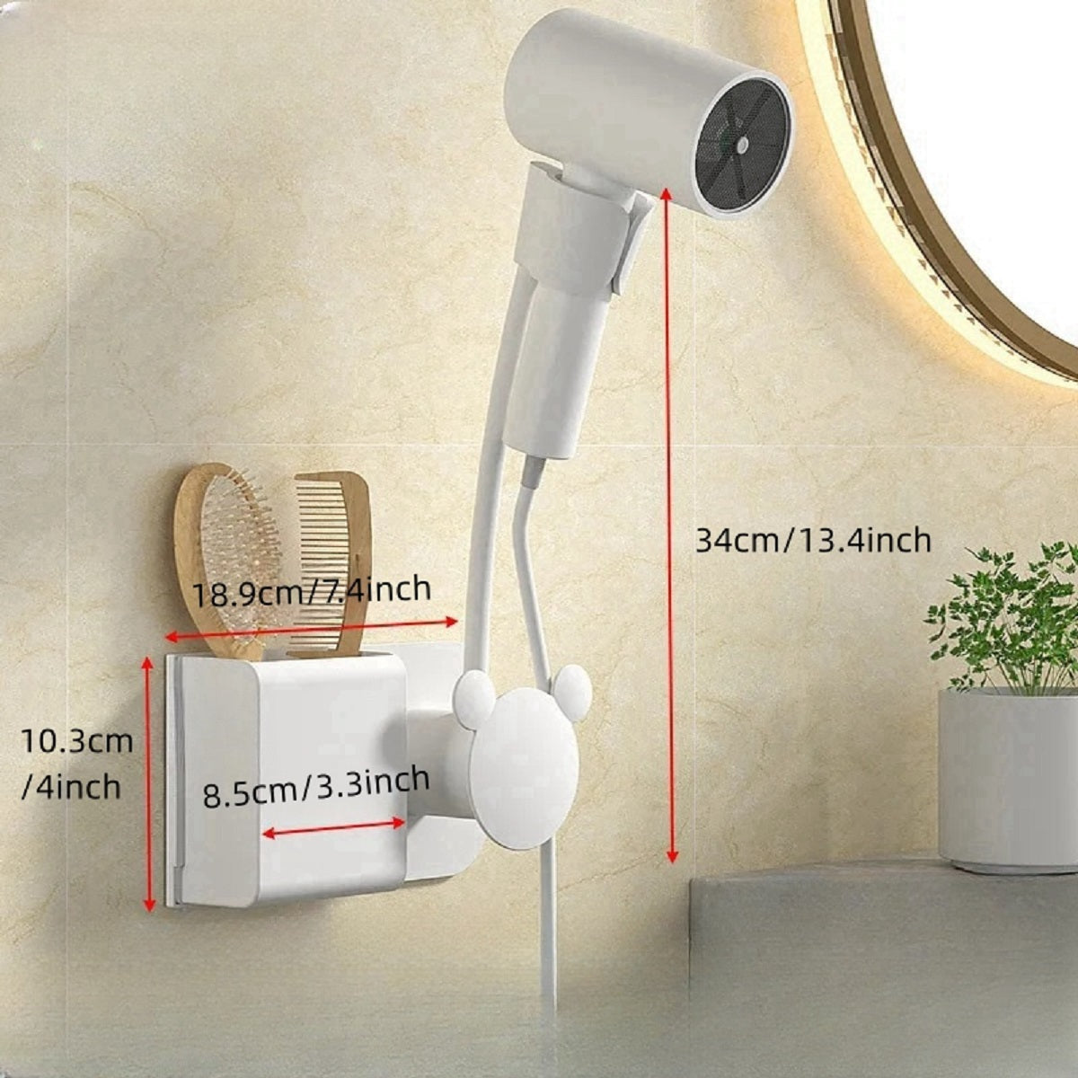 Bathroom Shelf for Wall-Mounted Hair Dryer Storage