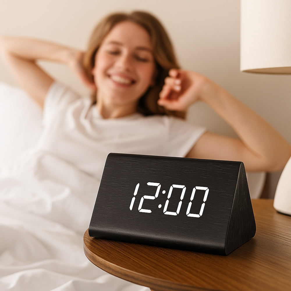 TranquilWood Smart LED Alarm Clock with Digital Display
