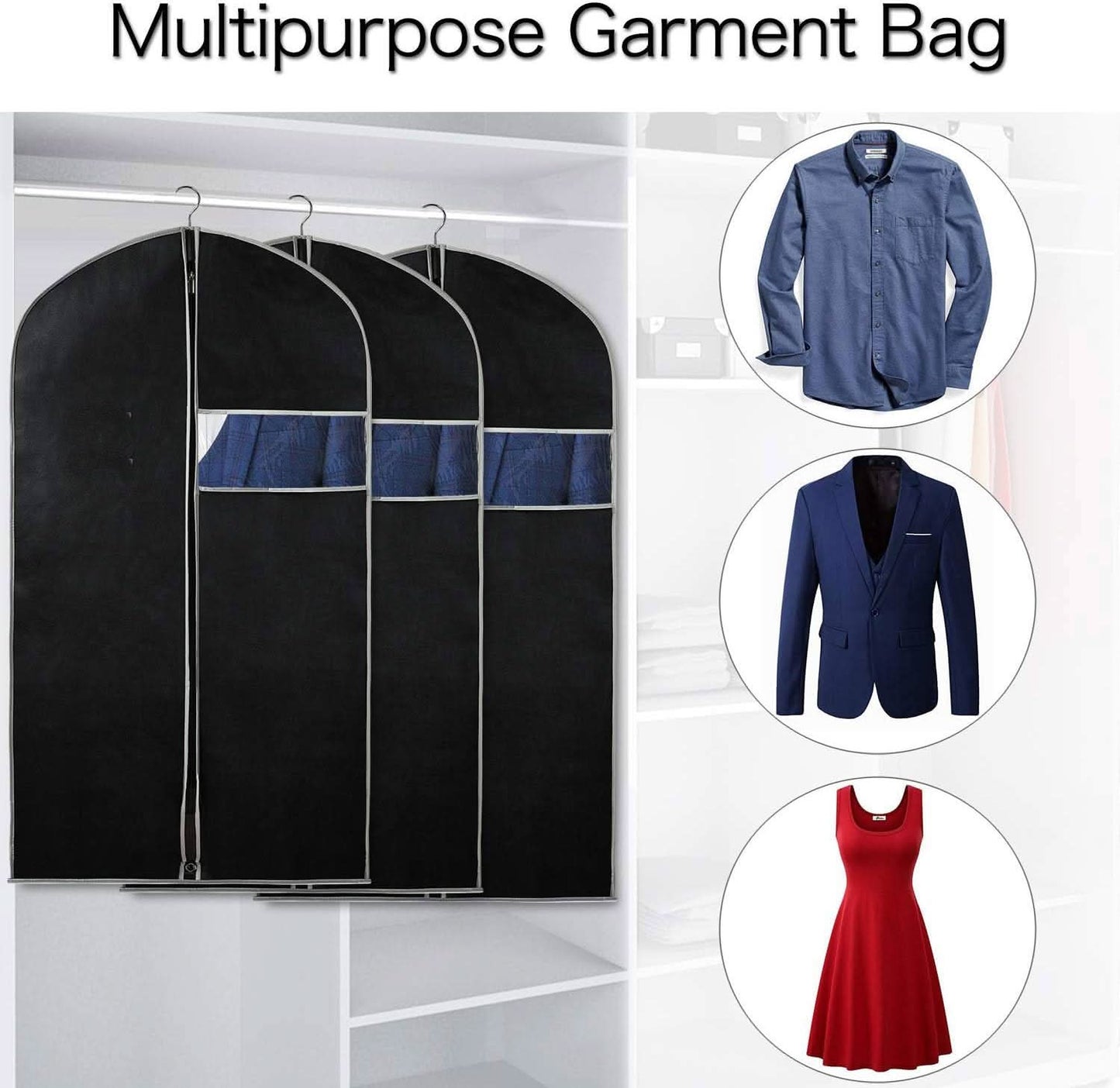 10-Pack Storage Covers for Garments with Viewing Window