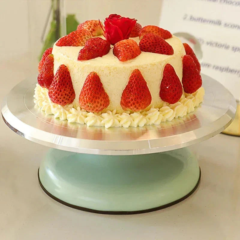 Birthday Cake Turntable in Aluminum Alloy and Plastic Ceramic Design