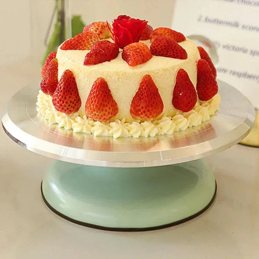 Birthday Cake Turntable in Aluminum Alloy and Plastic Ceramic Design
