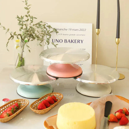 Birthday Cake Turntable in Aluminum Alloy and Plastic Ceramic Design