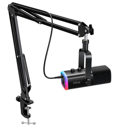 Dynamic Microphone Set for Gaming Podcasts with Adjustable Arm Stand
