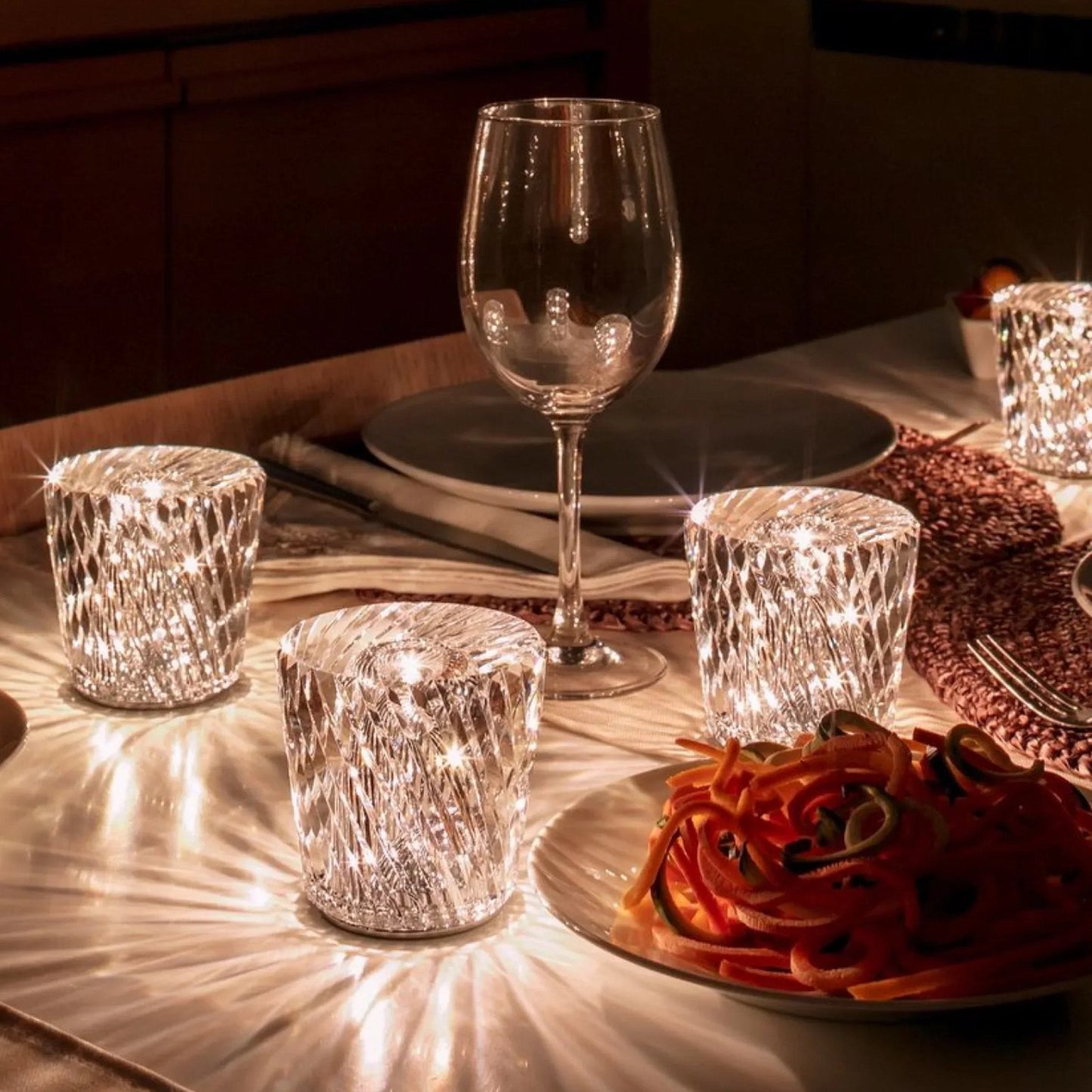 Rechargeable Crystal Table Lamp with Diamond Design - Luxe Edition