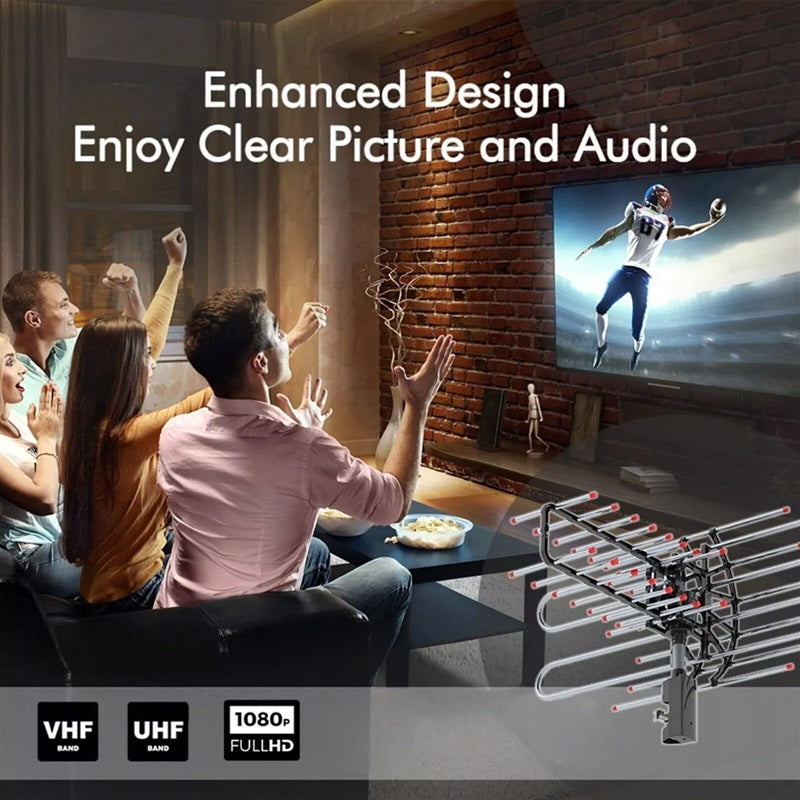 Outdoor HD TV Antenna with Long Range Signal Amplifier