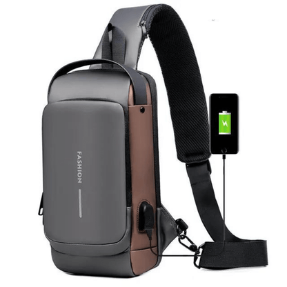 Water-Resistant Sling Bag with USB Charging, Hidden Zippers, and Lock