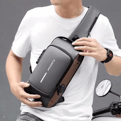 Water-Resistant Sling Bag with USB Charging, Hidden Zippers, and Lock
