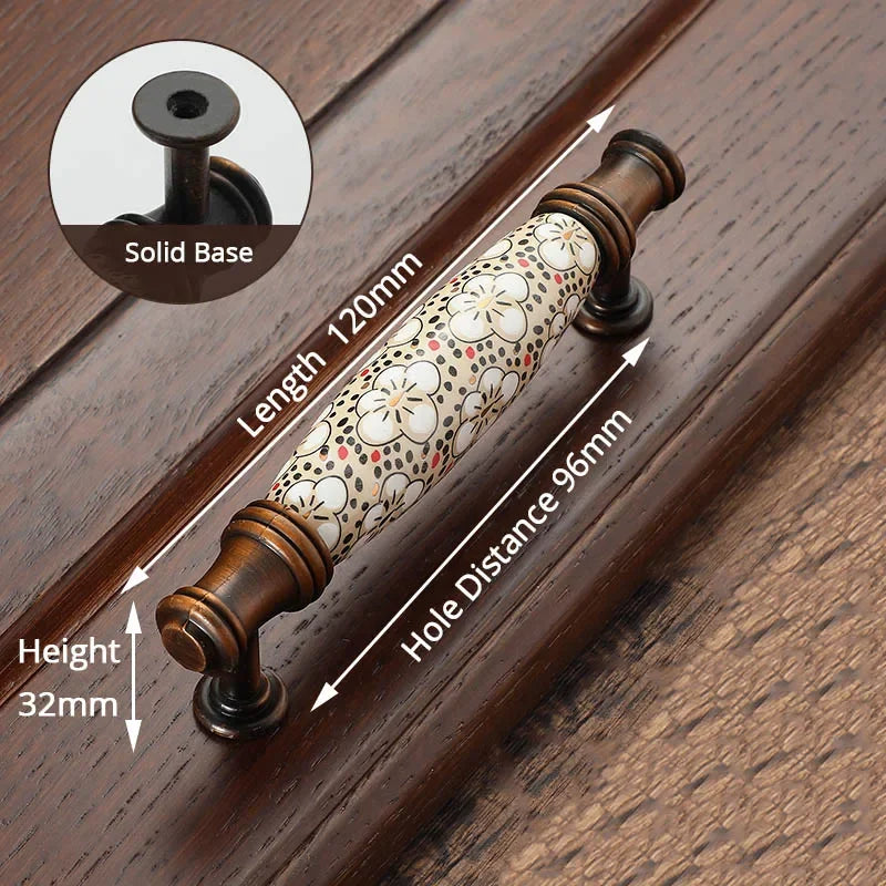 Vintage Drawer Knobs and Door Pulls in Antique Bronze Ceramic Finish