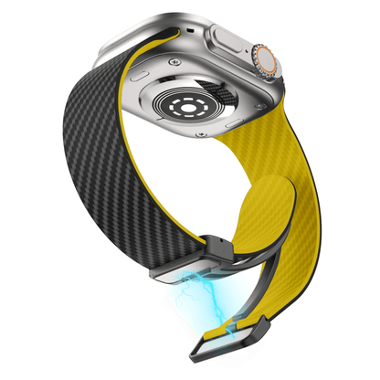 Silicone Sports Watch Band with Carbon Design and Magnetic Clasp