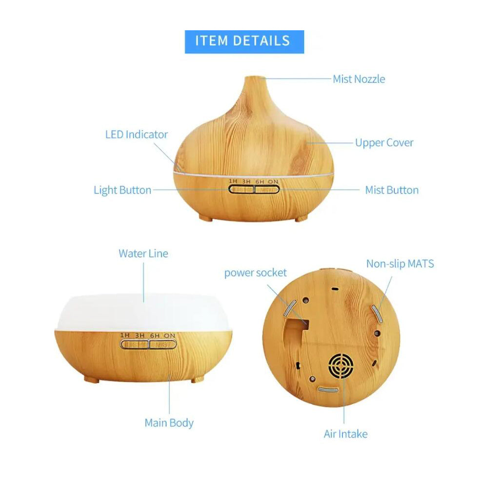 Wood-Look Aroma Diffuser – 500 ml Capacity