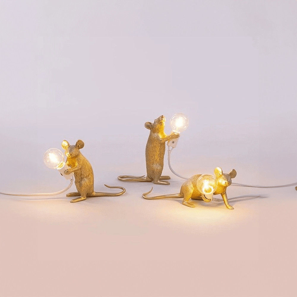LED Table Lamp in Art Deco Style – Unique Mouse Design for Home