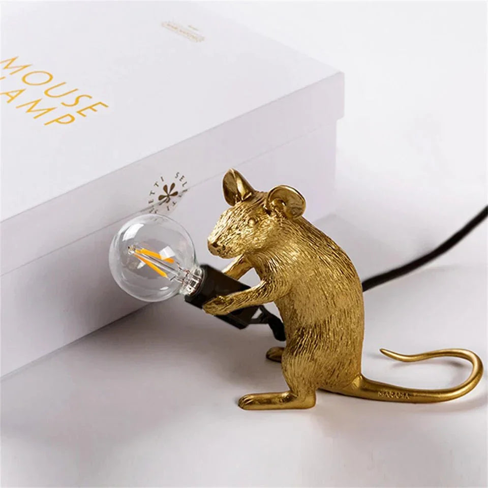 LED Table Lamp in Art Deco Style – Unique Mouse Design for Home