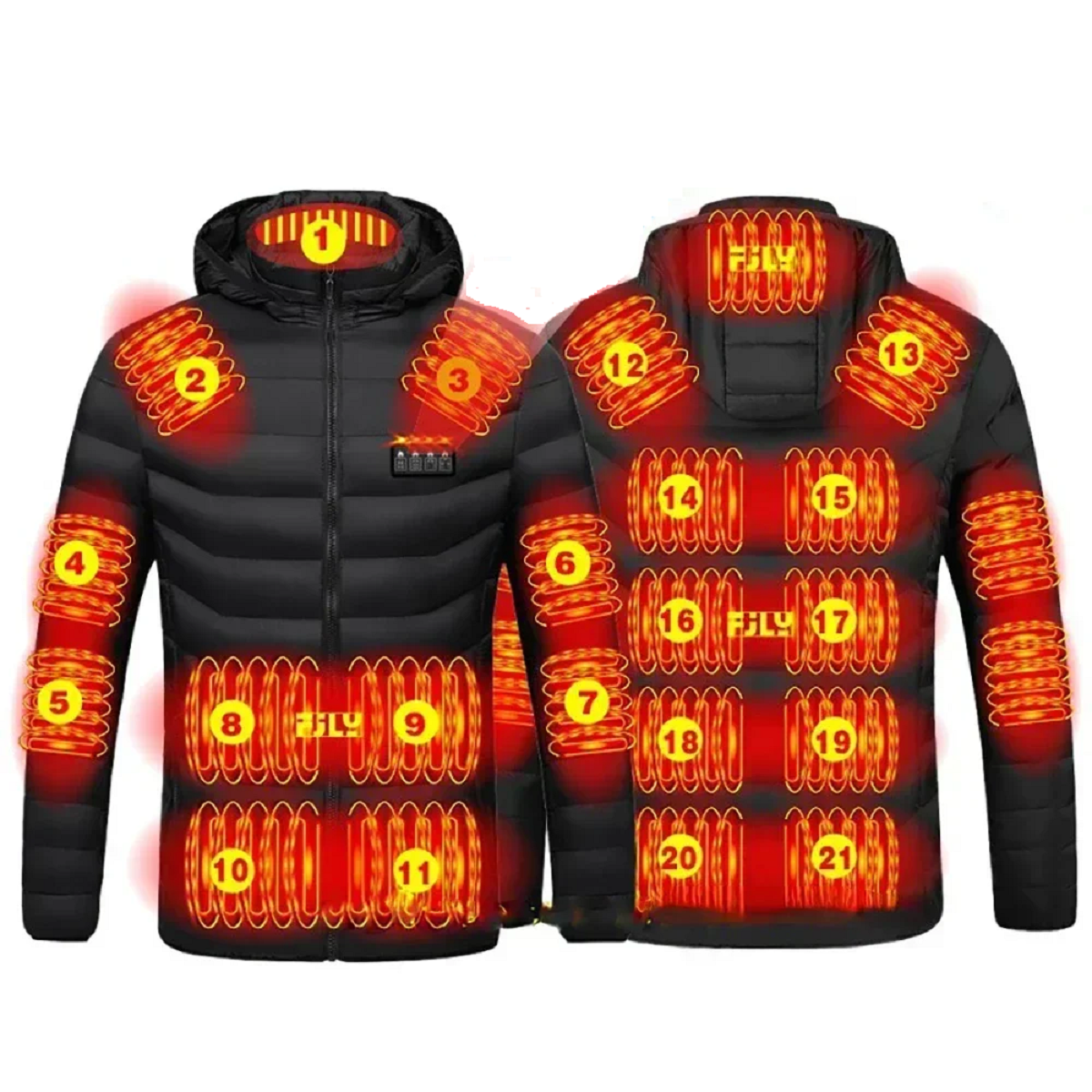 Waterproof Electric Winter Jacket - Unisex Heated Vest with 21 Heat Zones